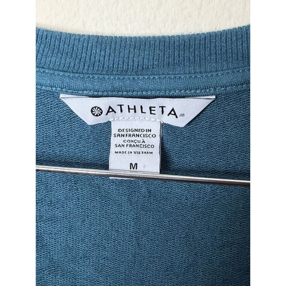 Athleta Sweatshirt Womens M Sunrise V Neck Pullover Teal Modal Blend Long Sleeve - Picture 3 of 6